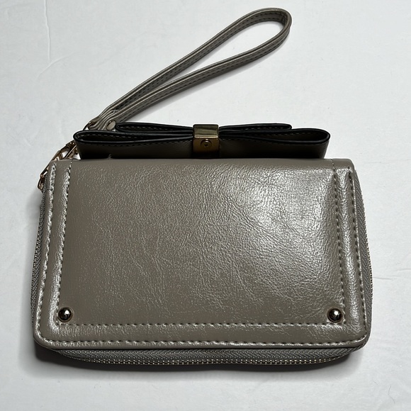 Taupe color Wristlet with Bow Detail - Picture 2 of 5